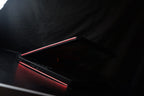 Gaming laptop low side profile black red LEDs