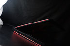 Gaming laptop low side profile partially open