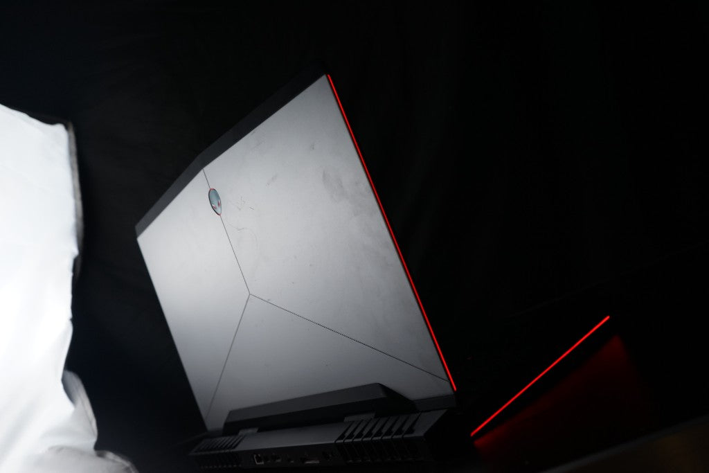Gaming laptop rear three-quarter silver lid